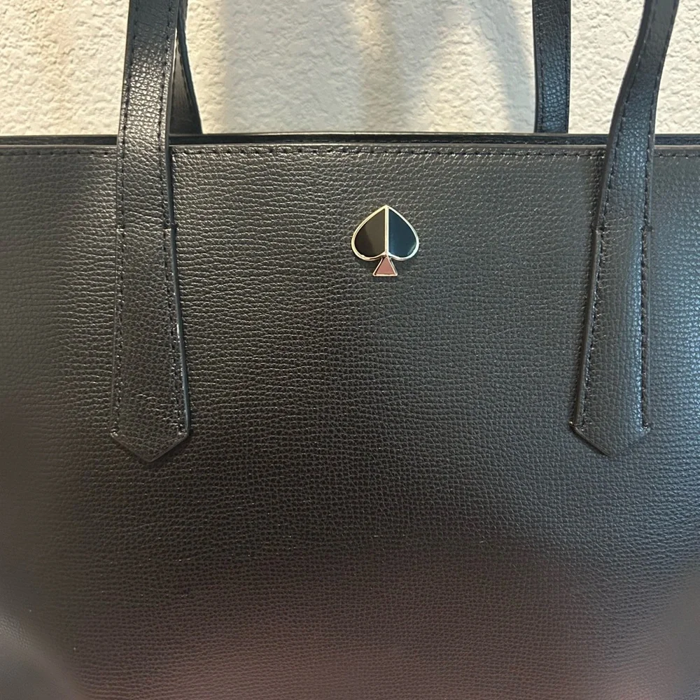 kate spade Black Pebbled Leather Tote with Spade Accent
